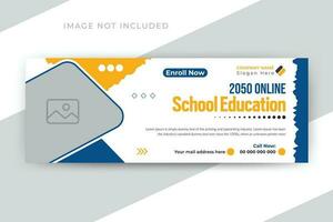 Kids school education social media post web banner and timeline cover template design vector