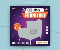 Modern exclusive furniture social media timeline post or web banner template vector