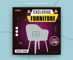 Modern exclusive furniture social media timeline post or web banner template vector