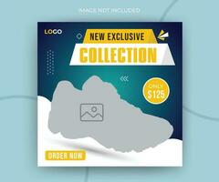 New exclusive collection fashion sale shoes online post promotion layout web banner template vector