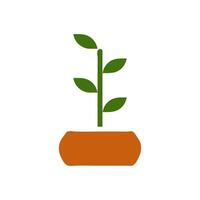 Plant icon solid brown green colour symbol illustration. vector