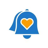 Bell love icon solid blue orange style valentine illustration symbol perfect. vector