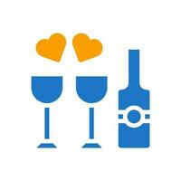 Wine love icon solid blue orange style valentine illustration symbol perfect. vector