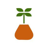 Plant icon solid brown green colour symbol illustration. vector