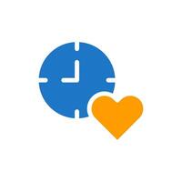 reloj inteligente amor icono sólido azul naranja estilo enamorado ilustración símbolo Perfecto. vector