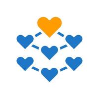 decoración amor icono sólido azul naranja estilo enamorado ilustración símbolo Perfecto. vector