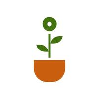 Plant icon solid brown green colour symbol illustration. vector