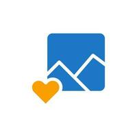 imagen amor icono sólido azul naranja estilo enamorado ilustración símbolo Perfecto. vector