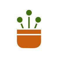 Plant icon solid brown green colour symbol illustration. vector