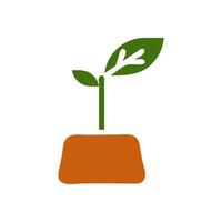 Plant icon solid brown green colour symbol illustration. vector