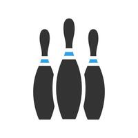 Bowling icon solid blue black colour sport symbol illustration. vector