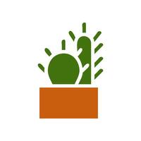 Plant icon solid brown green colour symbol illustration. vector