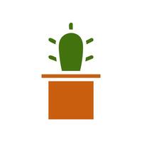 Plant icon solid brown green colour symbol illustration. vector