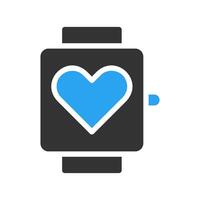 reloj inteligente icono sólido azul negro color deporte símbolo ilustración. vector