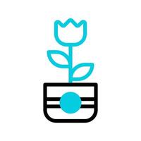 Plant icon duotone black blue colour symbol illustration. vector