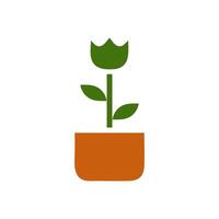 Plant icon solid brown green colour symbol illustration. vector