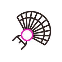 ventilador icono duocolor rosado negro color chino nuevo año símbolo Perfecto. vector