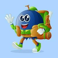 Cute blueberry character on vacation vector