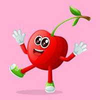 Cute cherry character smiling with a happy expression vector