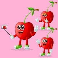 Cute cherry characters as narcissistic vector