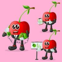 Cute cherry character at work vector