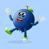 Cute blueberry character smiling with a happy expression vector