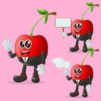 Cute cherry characters in advertising vector