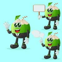 Cute coconut characters in advertising vector