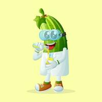 Cute cucumber character as scientists vector