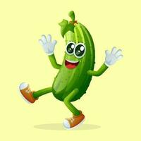 Cute cucumber character smiling with a happy expression vector