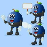 Cute blueberry characters in advertising vector