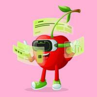 Cute cherry character in metaverse vector