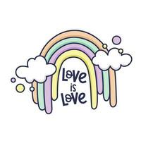 Rainbow doodle  lettering saying with rainbow. Inspiring Motivational quotes vector