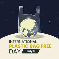Globe in plastic bag. International plastic bag free background design vector illustration