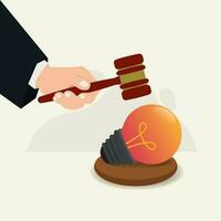 Judge hand with gavel and light bulb design vector illustration