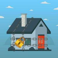 House in chain with padlock. Foreclosure house concept design vector illustration