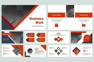 Red and black business work slideshow presentation template vector