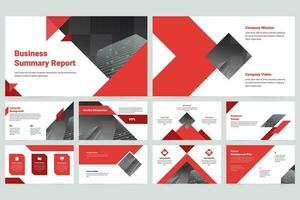 Red company minimalist slide presentation template vector