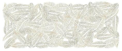 Abstract foliage line art vector background. Leaf wallpaper of  fern leaves, leaf branch, plants in hand drawn pattern. Botanical jungle illustrated for banner, prints, decoration, fabric.