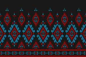 arte de patrón de ikat étnico fronterizo. bordado folklórico, y estilo mexicano. estampado de adornos geométricos aztecas. vector