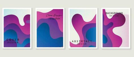 Gradient design background cover set. Abstract gradient graphic with geometric shapes, dot, halftone, layers. Futuristic business cards collection illustration for flyer, brochure, invitation, media. vector