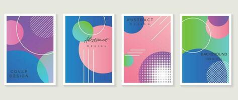 Gradient design background cover set. Abstract gradient graphic with geometric shapes, circle, line, halftone. Futuristic business cards collection illustration for flyer, brochure, invitation, media. vector