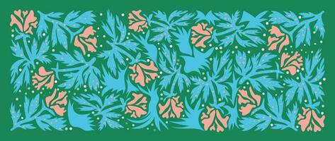 resumen botánico Arte antecedentes vector. natural mano dibujado modelo diseño con flores, hojas, sucursales. sencillo contemporáneo estilo ilustrado diseño para tela, imprimir, cubrir, bandera, fondo de pantalla. vector
