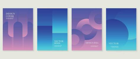 Gradient design background cover set. Abstract gradient graphic with geometric shapes, circles, squares. Futuristic business cards collection illustration for flyer, brochure, invitation, media. vector