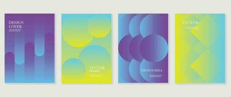 Gradient design background cover set. Abstract gradient graphic with geometric shapes, circles, squares. Futuristic business cards collection illustration for flyer, brochure, invitation, media. vector