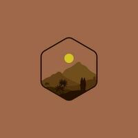 Forest and mountains illustration with minimalistic design. vector