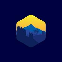 Forest and mountains illustration with minimalistic design. vector