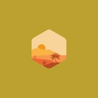 Desert illustration with minimalistic design vector