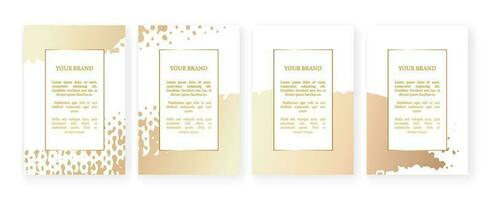 Set of luxury banners. Creative drawing with a gold brush stroke, a drop of paint on a white background. Luxury art vector collection for flyer, poster, notepad, brochure template