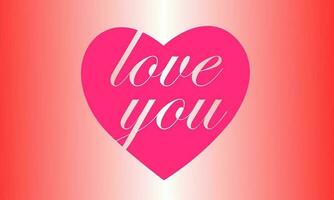 Messages love you on heart shape showing love and passion. Pink heart with text on shiny red background. vector